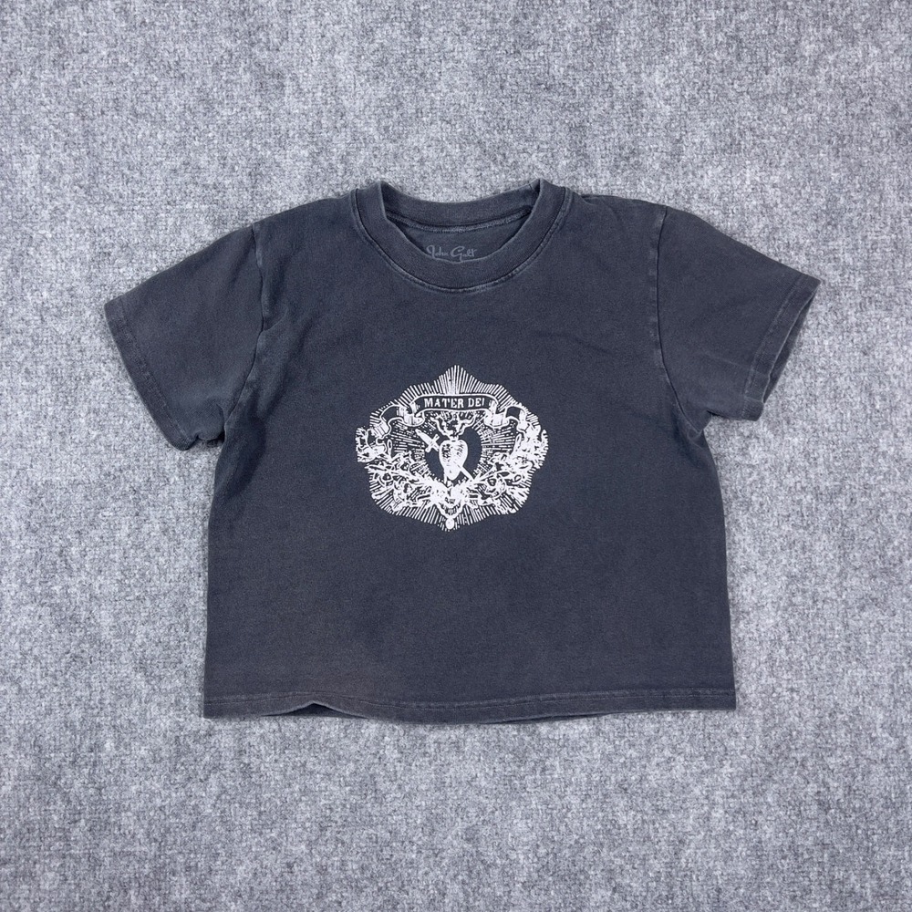 John Galt Graphic Baby Tee Womens One Size Black Mater Dei Sacred Heart Crop